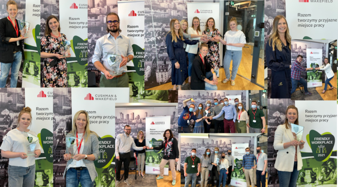 Work-life balance, przyjazne środowisko pracy i partnerskie relacje – Cushman & Wakefield z prestiżowym tytułem Friendly Workplace 2021 Friendly Workplace