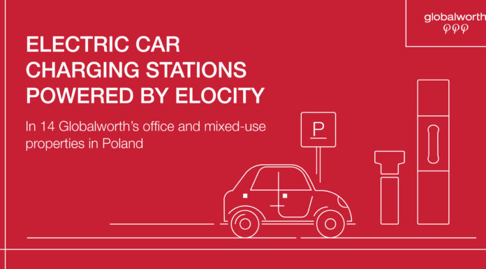 Budynki Globalworth ze stacjami ładowania samochodów elektrycznych od Elocity Globalworth Elocity